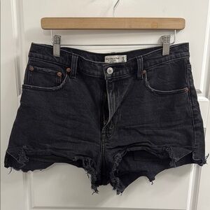 Abercrombie & Fitch Black Distressed Denim Jean Shorts
